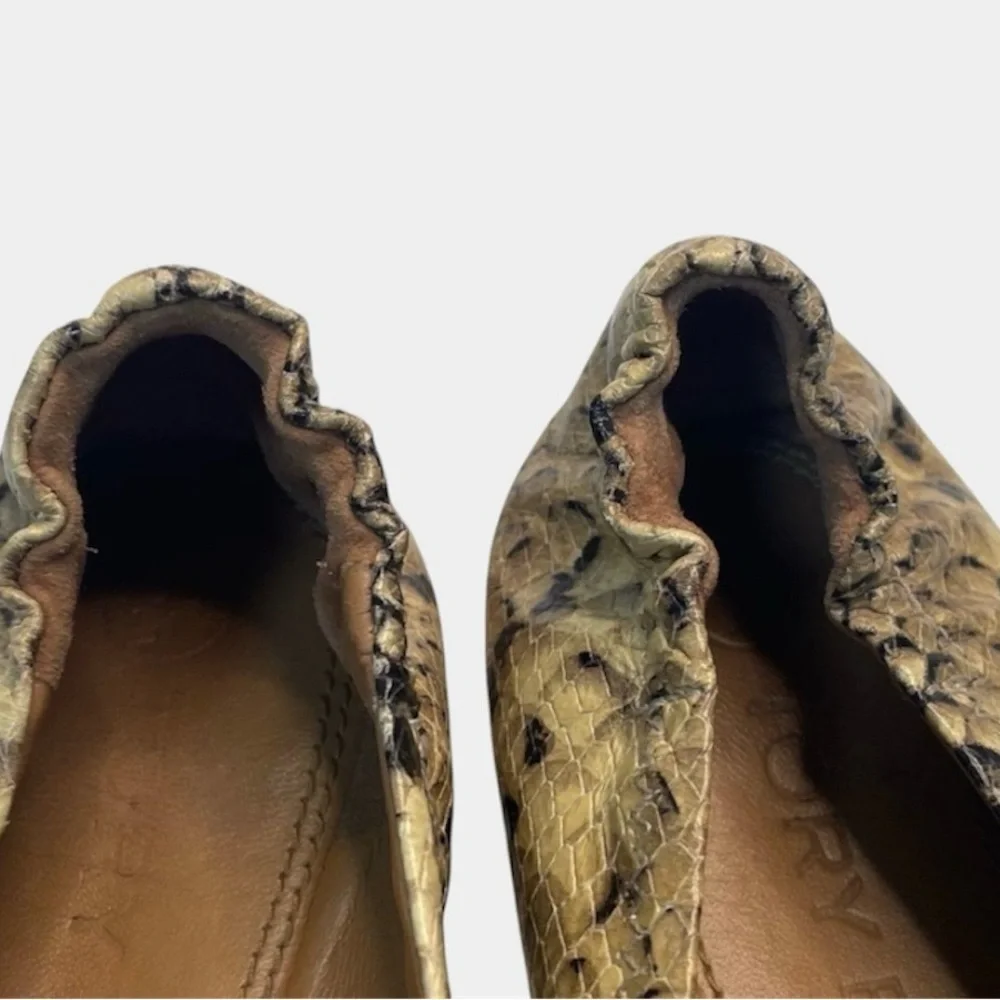 Tory Burch Chelsea Snake Embossed Cap Toe Ballet Flats Womens Sz 10 Leather